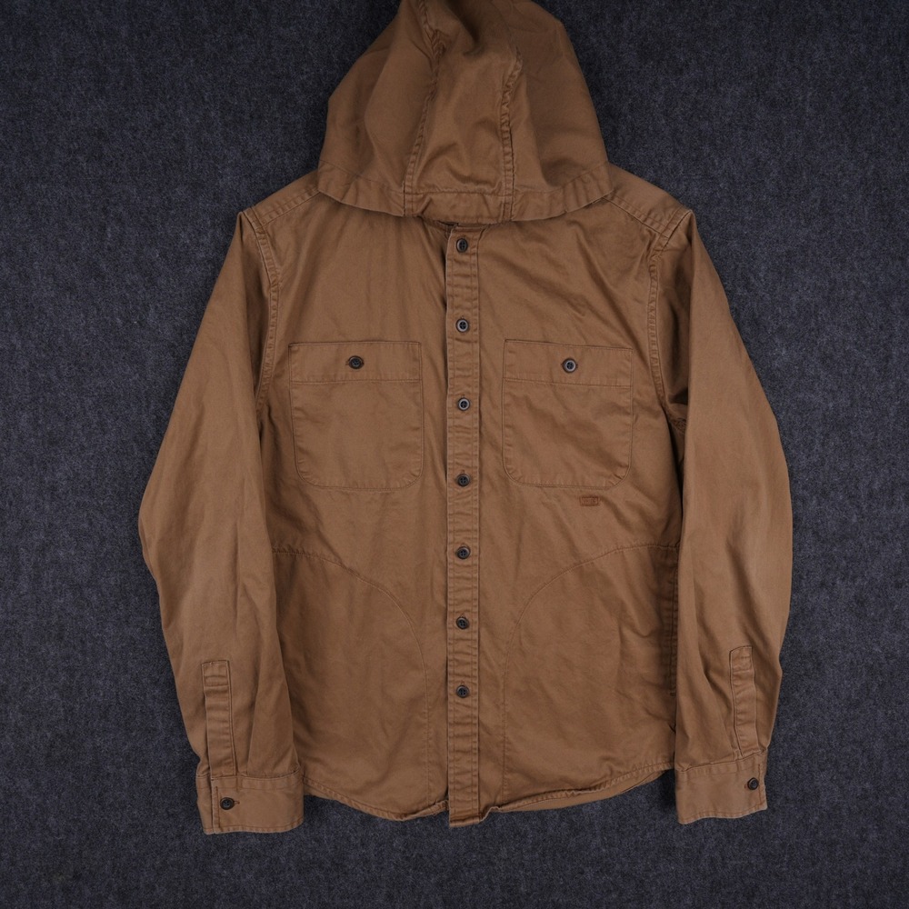 American Eagle Hooded Shirt Jacket Mens Small Brown Excellent Workwear Shacket